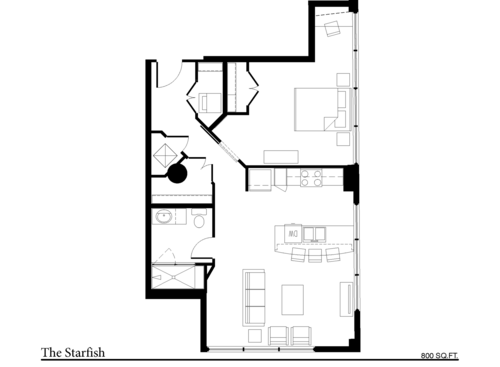 The Starfish - 1 Bed, 1 Bath, 800 sq. ft.