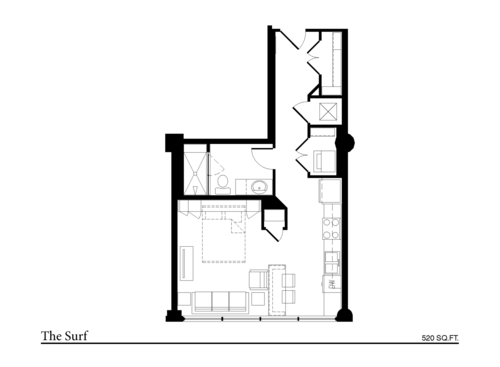 The Surf - Studio, 1 Bath, 520 sq. ft.