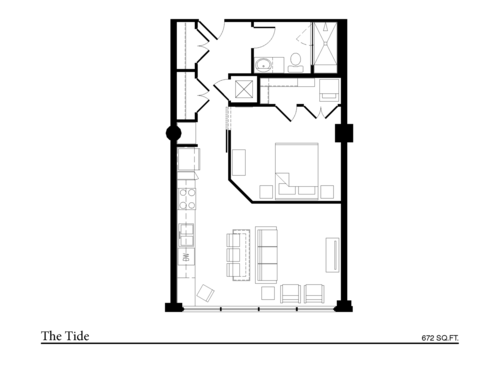The Tide - 1 Bed, 1 Bath, 672 sq. ft.