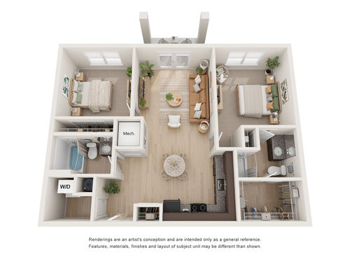 Heritage - 2 BR, 1 BA Floor Plan