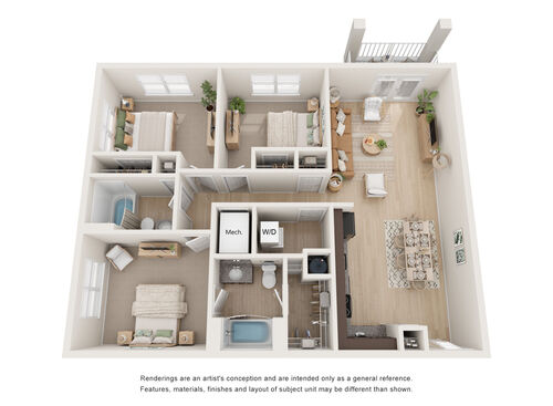 Chesterfield - 3 BR, 2 BA Floor Plan