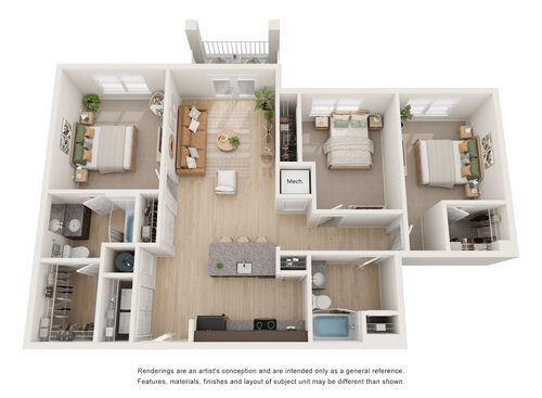 Coalfield - 3 BR, 2 BA Floor Plan
