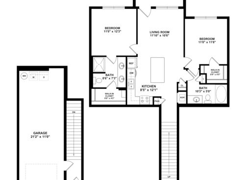 Bradford - Upper: Beds - 2: Baths - 2: SqFt Range - 1010 to 1010