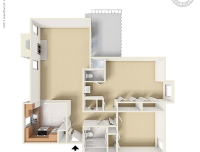 2 Bedroom 2 Bath Fireplace: Beds - 2: Baths - 2: SqFt Range - 1029 to 1029