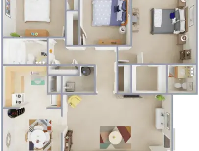 Three Bedroom: Beds - 3: Baths - 2: SqFt Range - 1304 to