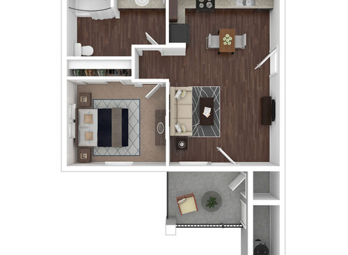 One Bedroom: Beds - 1: Baths - 1: SqFt Range - 564 to 612