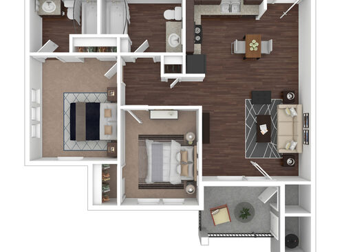 Two Bedroom: Beds - 2: Baths - 2: SqFt Range - 881 to 943