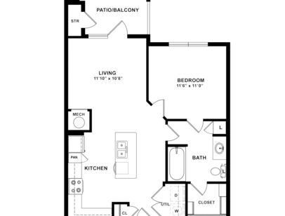 A1: Beds - 1: Baths - 1: SqFt Range - 695 to 695