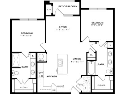 B1: Beds - 2: Baths - 2: SqFt Range - 1005 to 1005