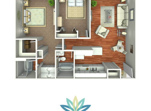 2X2A: Beds - 2: Baths - 2: SqFt Range - 875 to 875