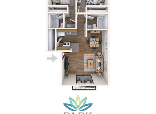 2x2 A: Beds - 2: Baths - 2: SqFt Range - 820 to 820