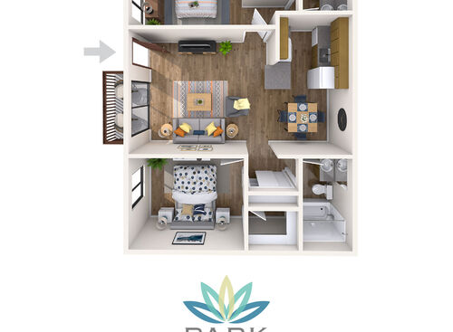 2X2 B: Beds - 2: Baths - 2: SqFt Range - 850 to 850