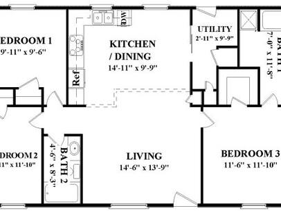 3 Bed, 2 Bath Double Wide: Beds - Studio: Baths - 2: SqFt Range - 1340 to 1340