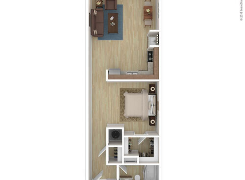 3D Furnished Studio Floorplan