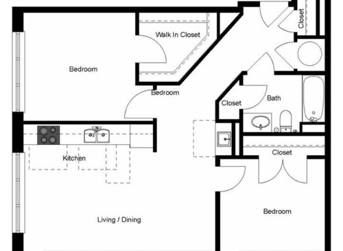 2d Floorplan for Two Bedroom