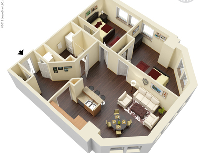 2 Bedroom 1 Bath: Beds - 2: Baths - 1: SqFt Range - 964 to 964