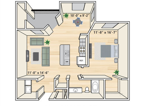 A3: Beds - 1: Baths - 1: SqFt Range - 834 to