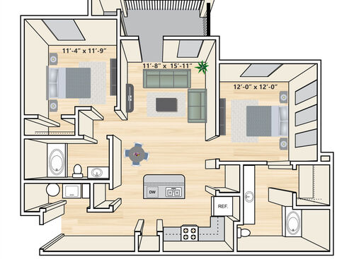 B1: Beds - 2: Baths - 2: SqFt Range - 968 to