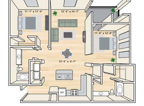 B2: Beds - 2: Baths - 2: SqFt Range - 1053 to