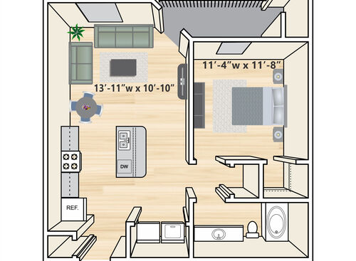 A1: Beds - 1: Baths - 1: SqFt Range - 626 to