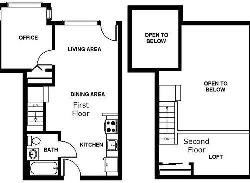 One Bedroom with Loft: Beds - 1: Baths - 1: SqFt Range - 565 to 725
