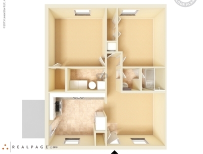 2x1 Garden Apartment: Beds - 2: Baths - 1: SqFt Range - 860 to 860