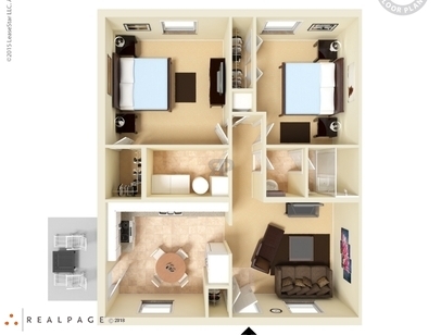 2x1 Garden Apartment: Beds - 2: Baths - 1: SqFt Range - 860 to 860