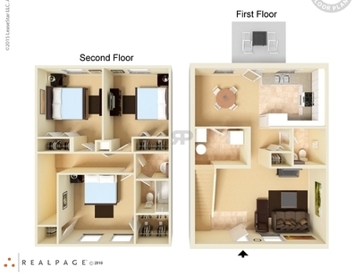 3x1.5 Townhome: Beds - 3: Baths - 1.5: SqFt Range - 1220 to 1220