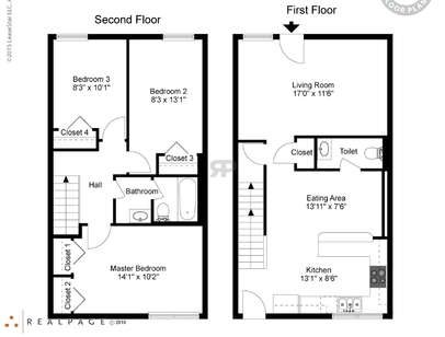 3x1.5 Townhome: Beds - 3: Baths - 1.5: SqFt Range - 1192 to 1192