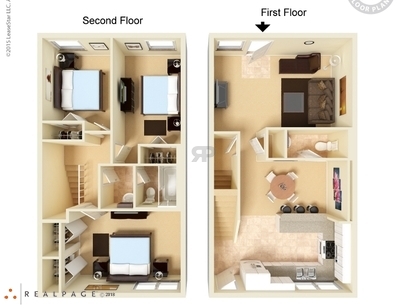 3x1.5 Townhome: Beds - 3: Baths - 1.5: SqFt Range - 1192 to 1192