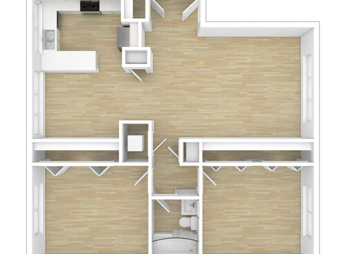 Two Bedroom: Beds - 2: Baths - 1: SqFt Range - 918 to 918