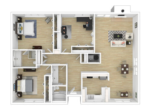 3X2 Cottage: Beds - 3: Baths - 2: SqFt Range - 1440 to 1440