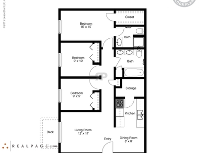 3 Bedroom: Beds - 3: Baths - 2: SqFt Range - 1096 to 1096