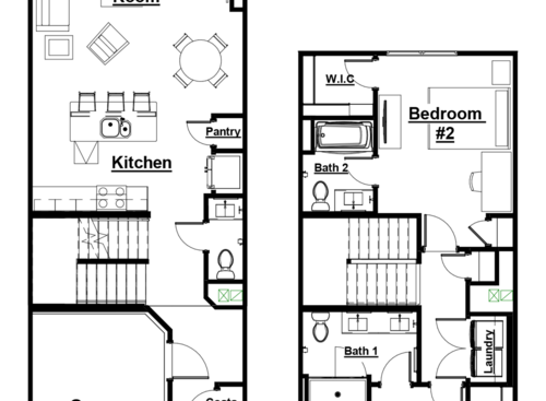 B2 2/3.5 1438sf: Beds - 2: Baths - 3.5: SqFt Range - 1438 to 1438