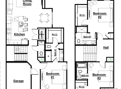 C3 3/3.5 1736sf: Beds - 3: Baths - 3.5: SqFt Range - 1736 to 1736