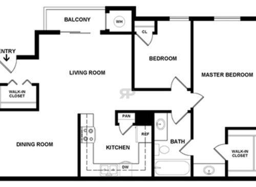 Two Bedroom: Beds - 2: Baths - 1: SqFt Range - 915 to 915