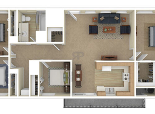 Four Bedroom: Beds - 4: Baths - 2: SqFt Range - 1119 to 1119