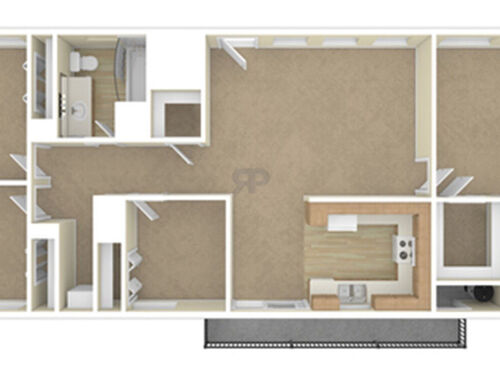 Four Bedroom: Beds - 4: Baths - 2: SqFt Range - 1119 to 1119