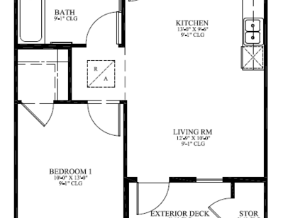 One Bedroom: Beds - 1: Baths - 1: SqFt Range - 542 to 542