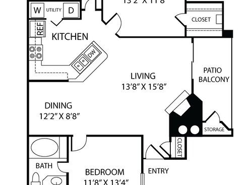 B1: Beds - 2: Baths - 2: SqFt Range - 1059 to 1059