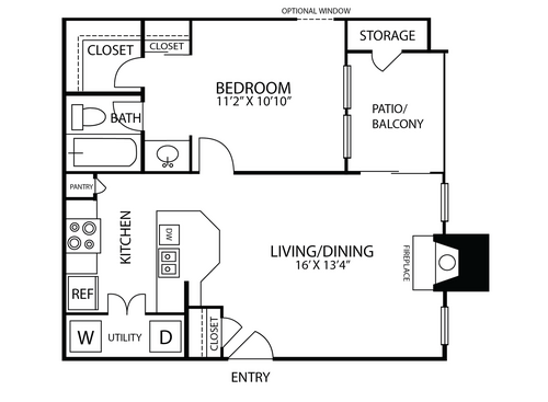 A1 - 1 bed - 1 bath - 588 sf