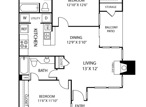 B1: Beds - 2: Baths - 2: SqFt Range - 922 to 922