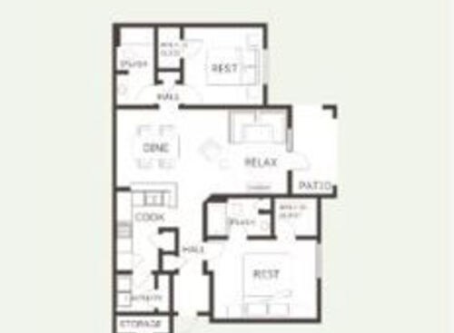 Two Bedroom, Two Bathroom: Beds - 2: Baths - 2: SqFt Range - 1087 to 1087