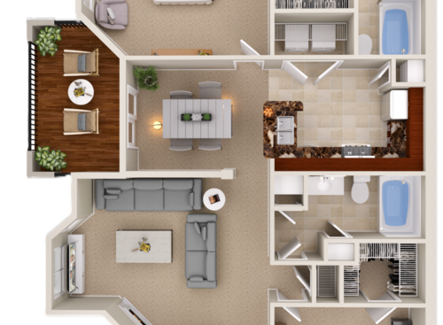 2 Bed Cherry Remodel : Beds - 2: Baths - 2: SqFt Range - 1165 to 1165