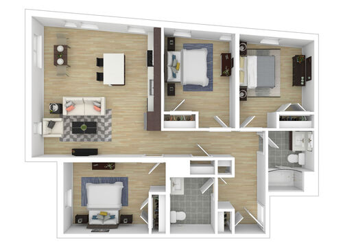 Three Bedroom One Bathroom Tax Credit 30%: Beds - 3: Baths - 1: SqFt Range - 1082 to 1082