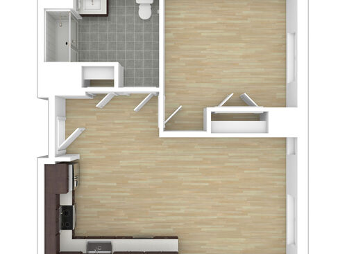 One Bedroom One Bathroom : Beds - 1: Baths - 1: SqFt Range - 594 to 1082