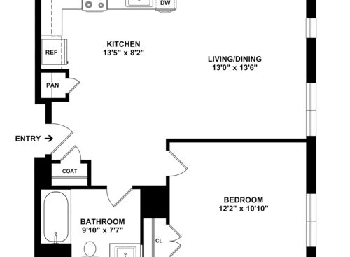 One Bedroom One Bathroom : Beds - 1: Baths - 1: SqFt Range - 594 to 1082