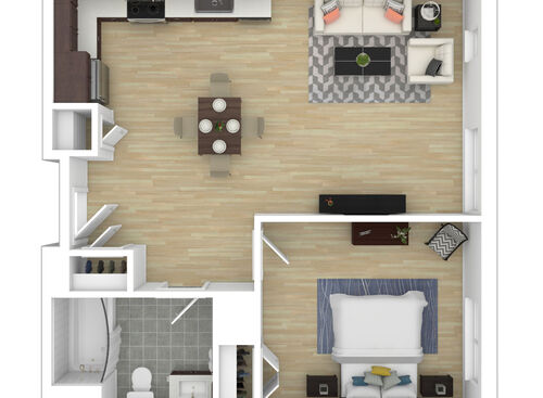 One Bedroom One Bathroom : Beds - 1: Baths - 1: SqFt Range - 594 to 1082