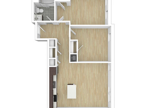 Two Bedroom One Bathroom : Beds - 2: Baths - 1: SqFt Range - 822 to 822