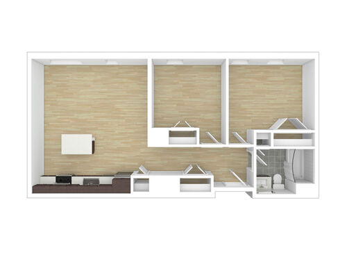 Two Bedroom One Bathroom : Beds - 2: Baths - 1: SqFt Range - 822 to 822